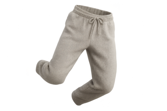 Comfortable knitted wool pants isolated on a transparent background, stylish