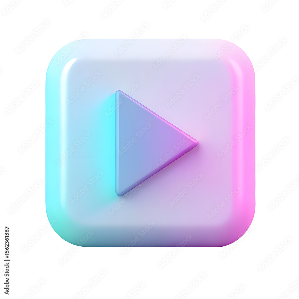 Fototapete 3d rendered play button icon with soft gradient lighting isolated on transparent background