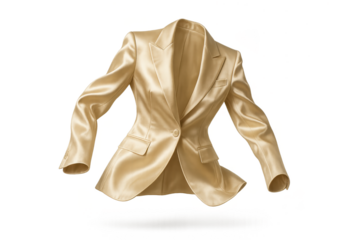 Elegant golden formal blazer isolated on transparent background, stylish item