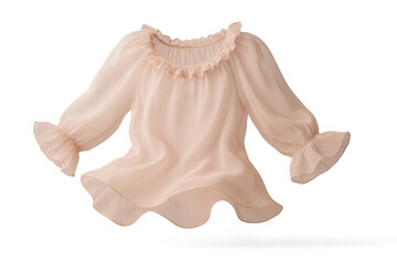 Elegant pink blouse with ruffles isolated on transparent background, feminine