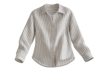 Striped long sleeve shirt isolated on transparent background, stylish apparel
