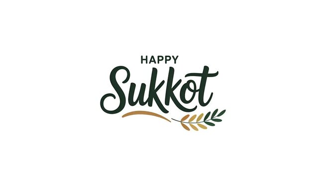 Happy Sukkot : animated text video of on a white background for Jewish holiday greetings, festive presentations and event intros.