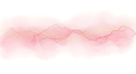 Obraz premium Misty Mountain Range Soft Pink and Gold Watercolor Landscape Illustration