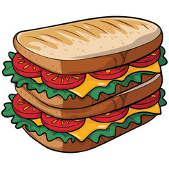 Assorted sandwich varieties fresh deli food isolated vector illustration