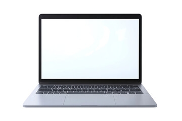 Laptop with a blank screen on a white isolated on a transparent background in PNG format.