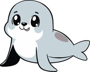 Fototapeta premium Cute cartoon a illustrator vector Seal
