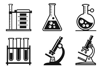 Obraz premium laboratory icon set sihouetteblack vector bundle