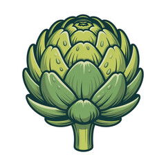 Fototapeta premium Vibrant Green Artichoke Illustration: Fresh, Detailed Vector Graphic for Culinary Branding