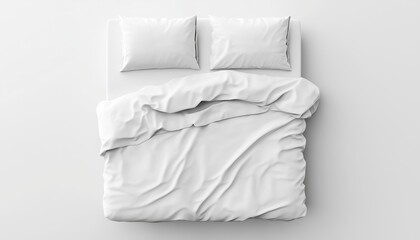 Obraz premium Overhead View Of Bedding Sheets And Pillow, Showcasing The Luxurious And Comfortable Arrangement Of Bed Linens And A Soft Pillow.