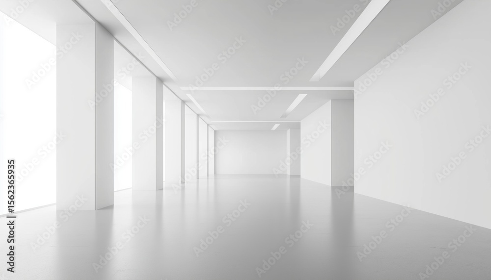Poster abstract white and empty gray gradient room with abstract s shape on a white backdrop. minimalistic 