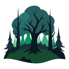 Eerie Forest Vector Illustration ? Spooky Cartoon, Clipart & Line Art Design for Halloween and Fantasy Themes 1.eps