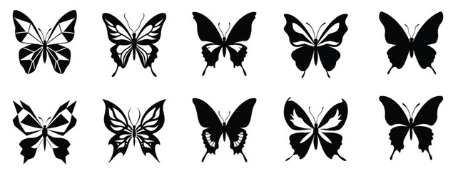 Butterfly silhouette vector collection set of various butterfly designs for graphic design and decoration