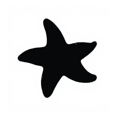 Fototapeta premium Simple black silhouette of a starfish on a clean white background