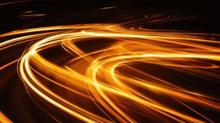 Abstract light trails in golden hues