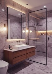 Modern Bathroom Design with Marble Walls