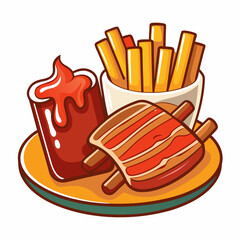 french fries and ketchup