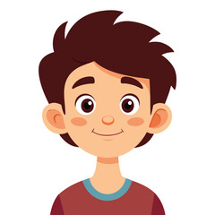 very happy boy, smiling brunette boy, cheerful teen boy, happy teenager, light skin boy, boy portrait, teen face, cartoon teen boy, young male character, white background, flat design, boy avatar, tee