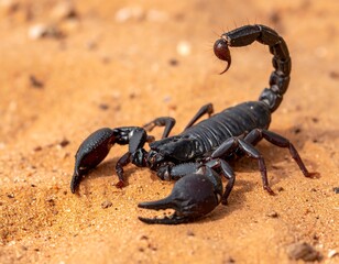 Black Scorpion on Sand: Desert Predator