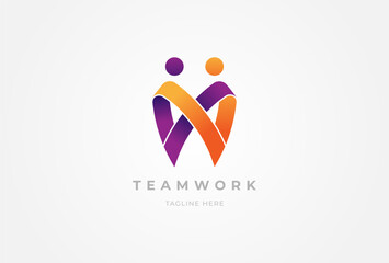 People logo design, humans forming  infinity icon, people Logo design template, vector illustration