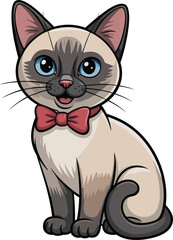 Fototapeta premium Cute cartoon a illustrator vector Siamese cat