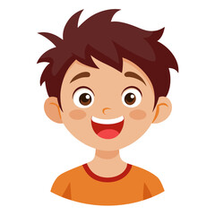 Obraz premium happy brunette boy, excited teen boy, smiling teenager, cheerful boy, light skin boy, teen portrait, boy face, cartoon teen, young male character, white background, flat design, boy avatar, teen clipa
