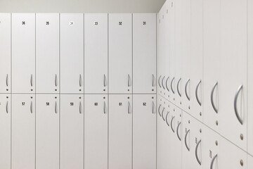 Locker room lockers in a gym