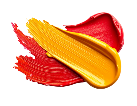 colorful paint brush isolated,renkli akrilik boya fırça izi,akrilik boya,kırmızı ve sarı akrilik boya 