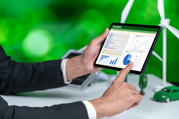 Spreadsheet document information financial startup concept. data and graphs in spreadsheet...