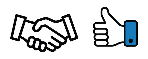 Obraz premium Hand shake vector line icon.Hand shake, Business handshake, contract agreement, Hand Shake Business Business handshake, partnership agreement and friendship deal sign.