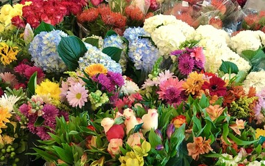 Colorful Grocery Store Flower Display