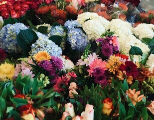 Colorful Grocery Store Flower Display