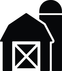 Silhouette barn and silo minimal farm icon vector Illustrator © Tamjida Alam