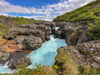 Hraunfossar Waterfalls Landscape