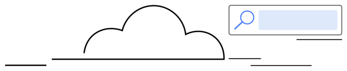 Obraz premium Minimalist cloud design paired with a search bar representing online storage, data access, and cloud-based solutions. Ideal for technology, internet, search, cloud computing, innovation, design