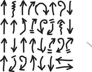 Collection of hand drawn arrows pointing in various directions