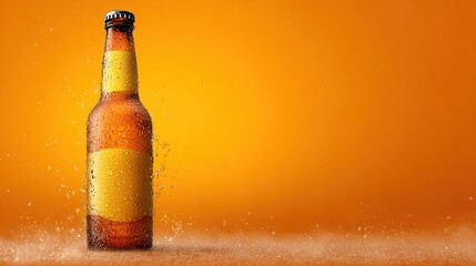 Cold Beer Bottle with Condensation Perfect for Refreshing Summer Drinks Advertising. High quality