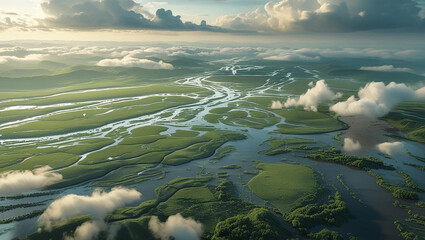 aerial view of river