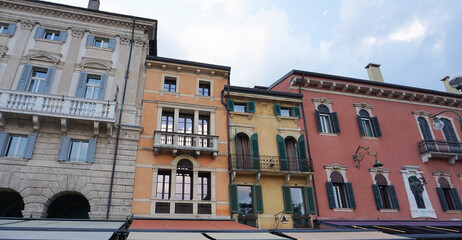 Colorful houses on the Verona's street