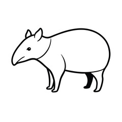 tapir animal line vector illustration