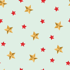 seamless christmas pattern with gold and red stars