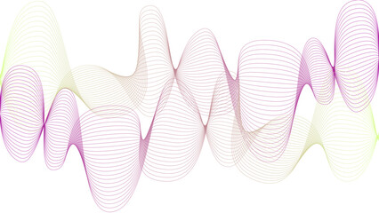 	
Vector curvy abstract line art wavy flowing dynamic colorful lines white background in concept music or sound, wave, wind, information flow	
