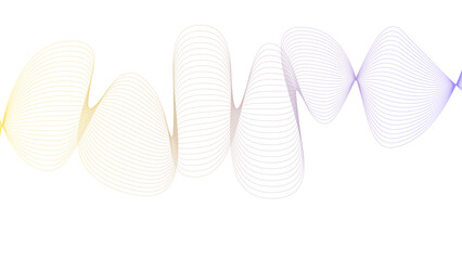 	
Vector curvy abstract line art wavy flowing dynamic colorful lines white background in concept music or sound, wave, wind, information flow	
