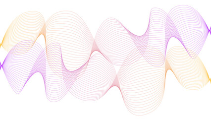 	
Vector curvy abstract line art wavy flowing dynamic colorful lines white background in concept music or sound, wave, wind, information flow	
