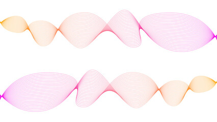 	
Vector curvy abstract line art wavy flowing dynamic colorful lines white background in concept music or sound, wave, wind, information flow	
