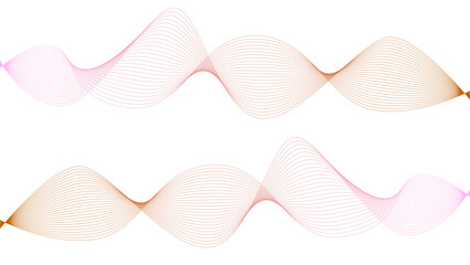 	
Vector curvy abstract line art wavy flowing dynamic colorful lines white background in concept music or sound, wave, wind, information flow	
