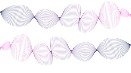 	
Vector curvy abstract line art wavy flowing dynamic colorful lines white background in concept music or sound, wave, wind, information flow	
