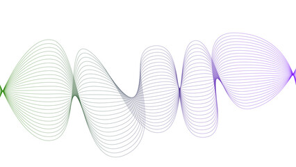 	
Vector curvy abstract line art wavy flowing dynamic colorful lines white background in concept music or sound, wave, wind, information flow	
