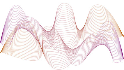 	
Vector curvy abstract line art wavy flowing dynamic colorful lines white background in concept music or sound, wave, wind, information flow	
