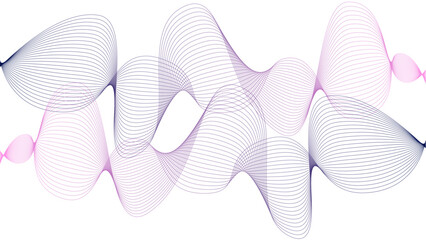 	
Vector curvy abstract line art wavy flowing dynamic colorful lines white background in concept music or sound, wave, wind, information flow	
