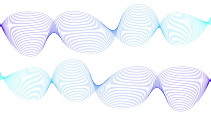 	
Vector curvy abstract line art wavy flowing dynamic colorful lines white background in concept music or sound, wave, wind, information flow	
